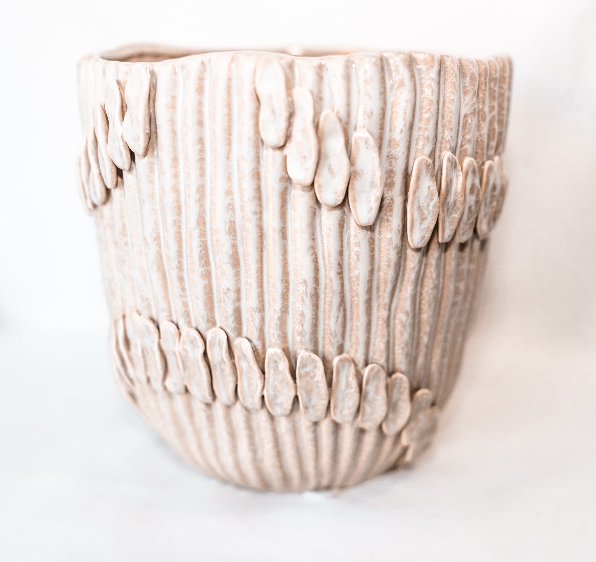 Stoneware Pleated Planter/Vase