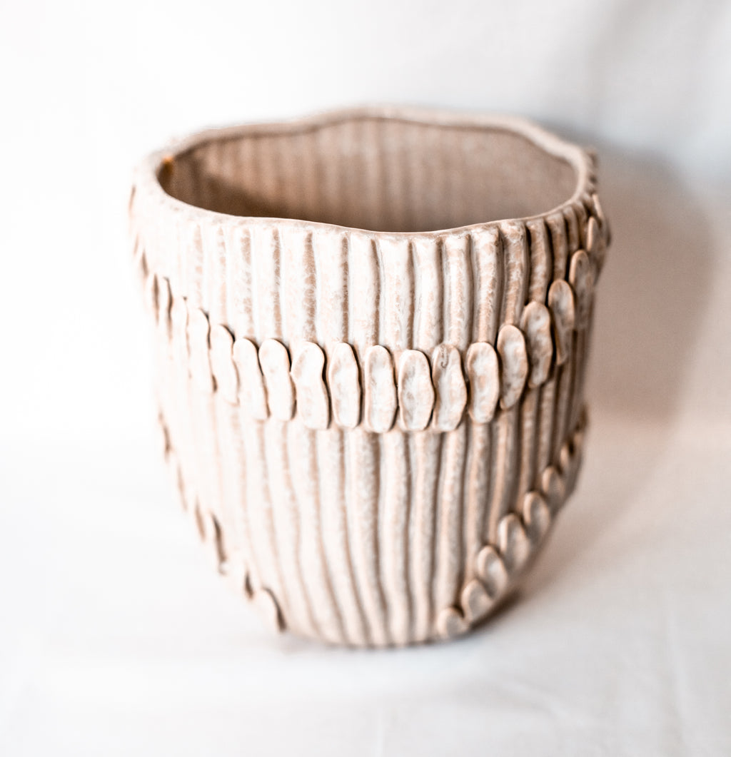 Stoneware Pleated Planter/Vase