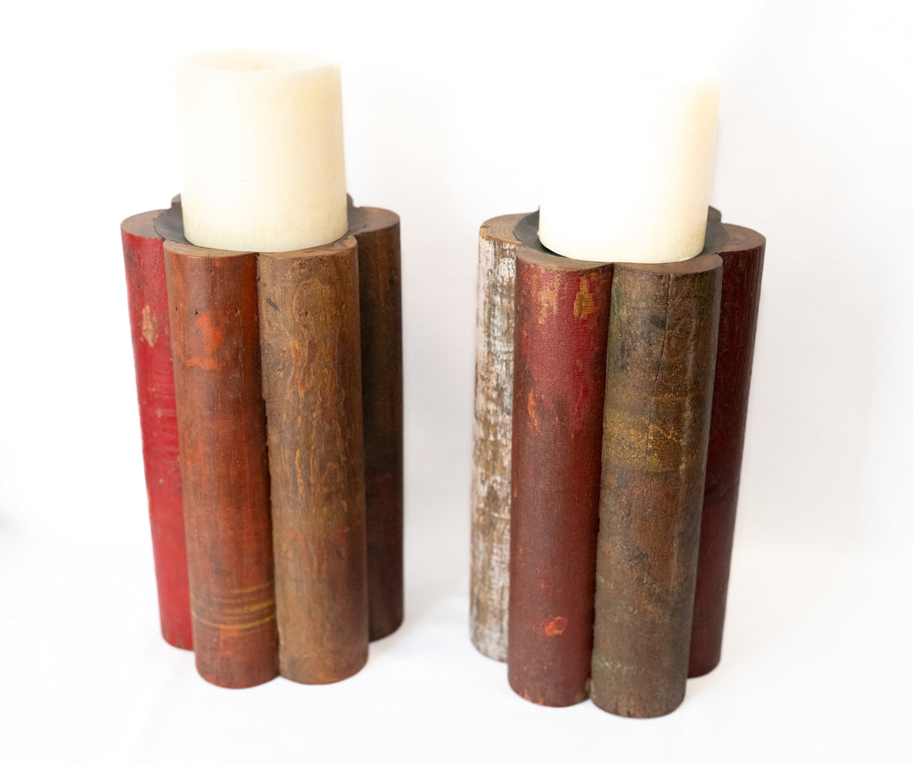 Reclaimed Wood Pleated Candle Holder